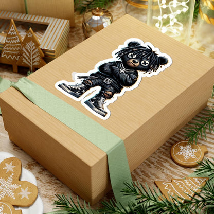 Streetwear Bear Vinyl Sticker: Urban Gothic Gamer Style
