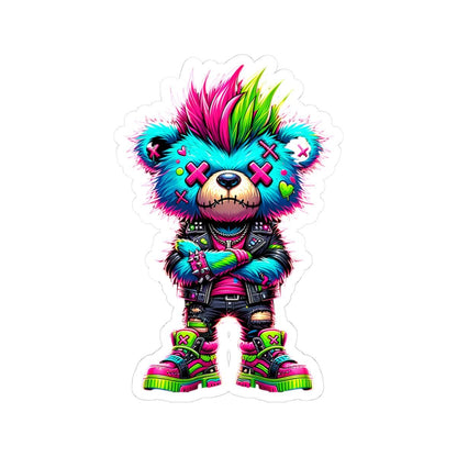 ColorFlow | Neon Punk Bear Vinyl Sticker | Graffiti Streetwear Gamer Sticker | Waterproof Glossy or Matte