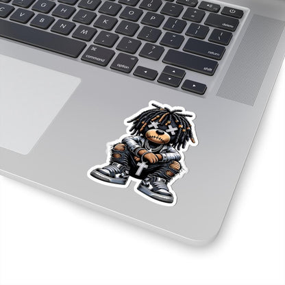 Dreadlock Bear Vinyl Sticker: Urban Gothic Streetwear, Waterproof