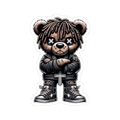 Dreadlock Bear Vinyl Sticker: Gothic Streetwear, Waterproof Laptop Decal