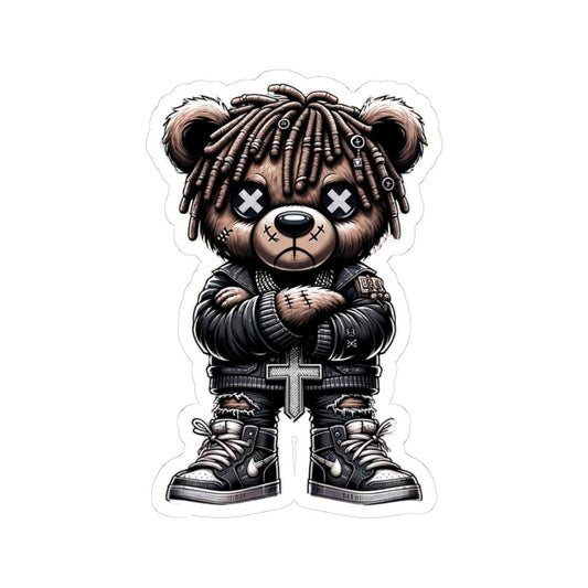 Dreadlock Bear Vinyl Sticker: Gothic Streetwear, Waterproof Laptop Decal