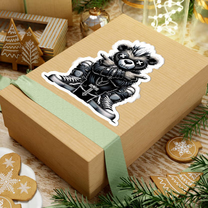 Punk Gothic Bear Vinyl Sticker: Gamer Streetwear, Waterproof Decal