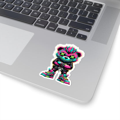 ColorFlow | Neon Cyber Bear Vinyl Sticker | Graffiti Streetwear Gamer Sticker | Waterproof Glossy or Matte