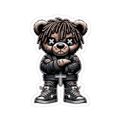 Dreadlock Bear Vinyl Sticker: Gothic Streetwear, Waterproof Laptop Decal