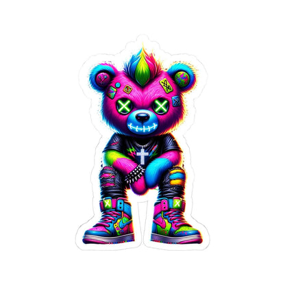 ColorFlow | Neon Rainbow Bear Vinyl Sticker | Graffiti Streetwear Gamer Sticker | Waterproof Glossy or Matte