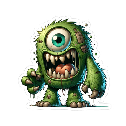 Green Cyclops Monster Vinyl Sticker: Waterproof Laptop Decal