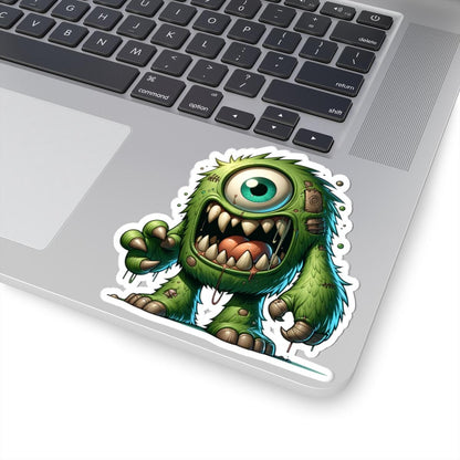 Green Cyclops Monster Vinyl Sticker: Waterproof Laptop Decal