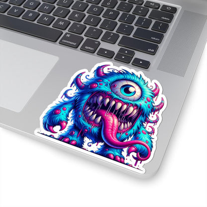 Blue Cyclops Monster Vinyl Sticker: Waterproof Art Decal