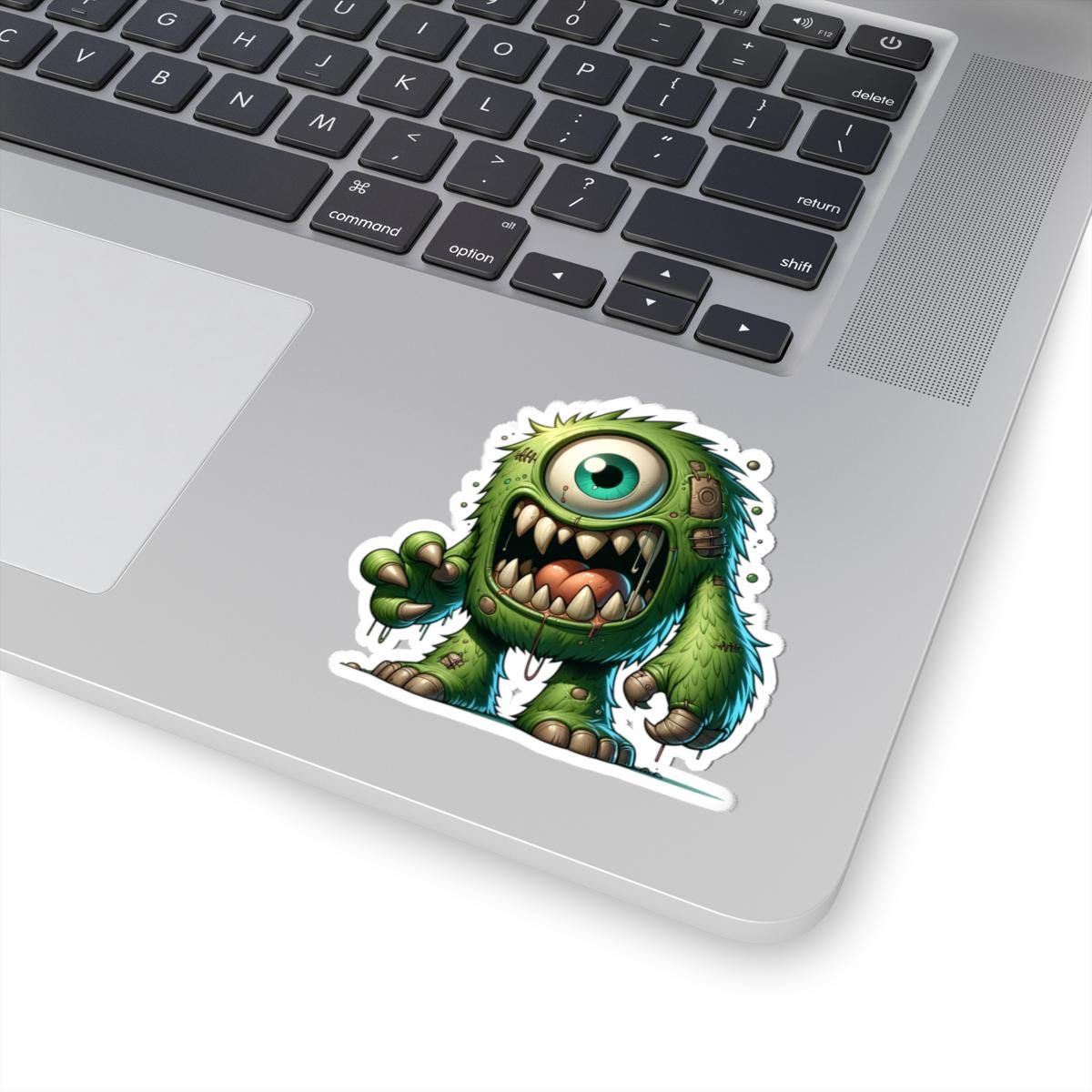 Green Cyclops Monster Vinyl Sticker: Waterproof Laptop Decal