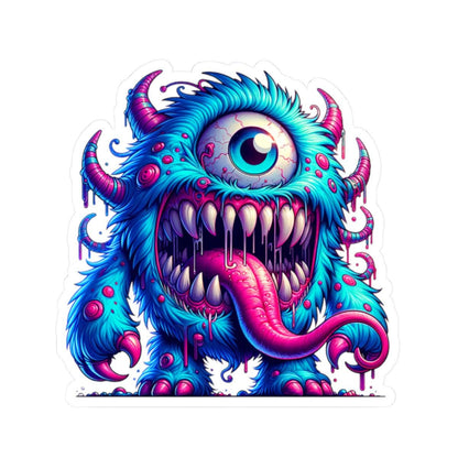 Blue Cyclops Monster Vinyl Sticker: Waterproof Art Decal