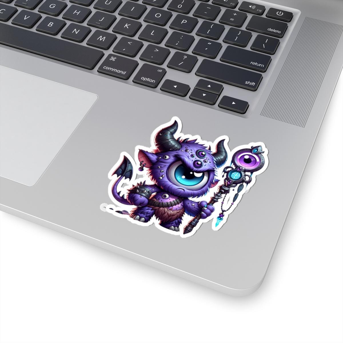 Purple Cyclops Wizard Monster Sticker: Fantasy Art Decal