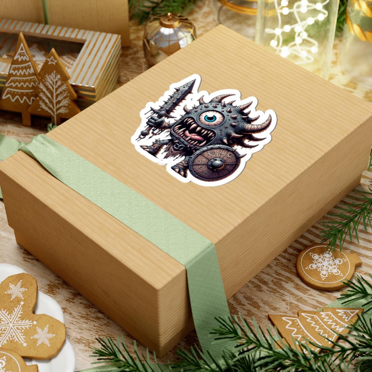 Spiked Cyclops Warrior Vinyl Sticker: Fantasy Art Decal