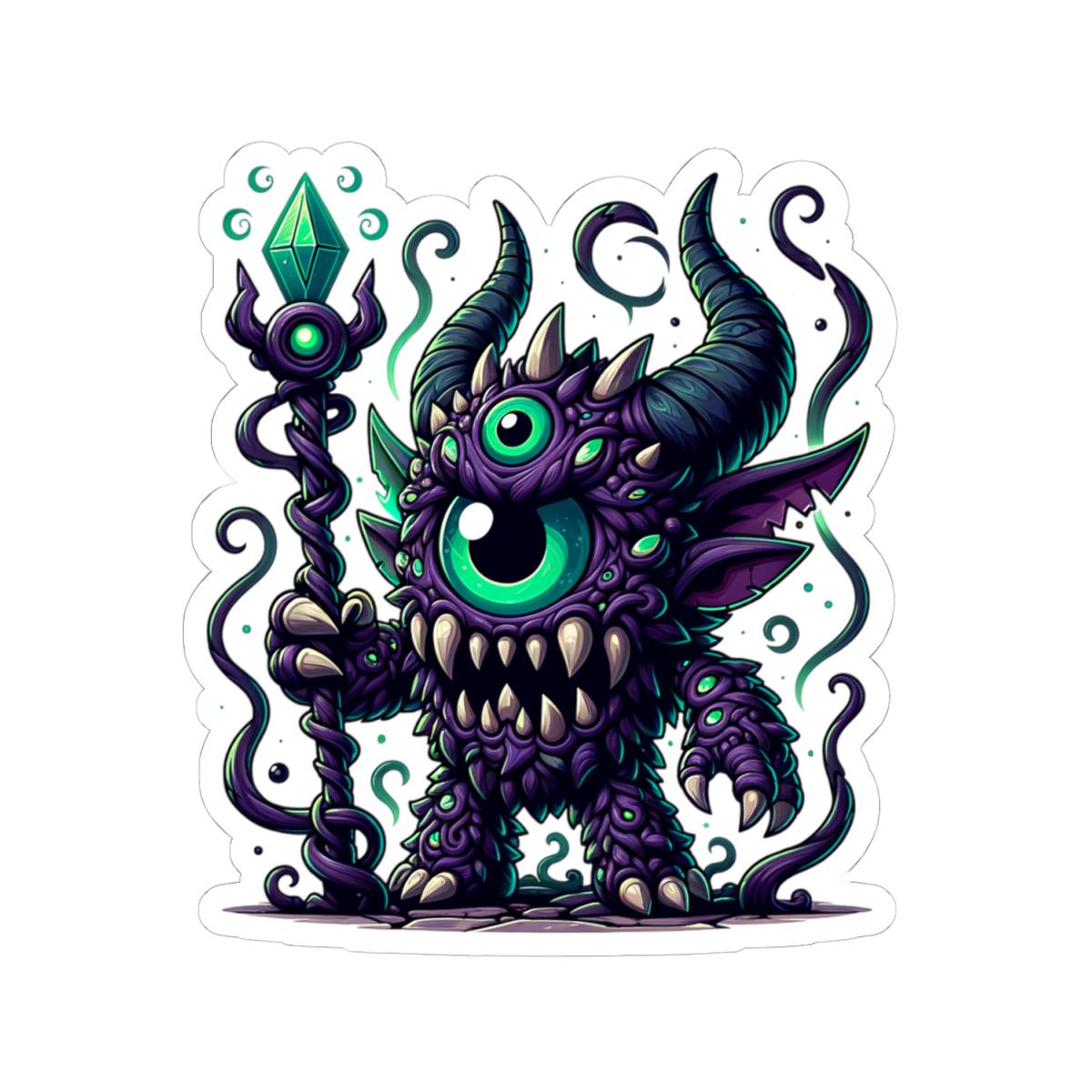 Purple Cyclops Sorcerer Vinyl Sticker: Fantasy Art Decal