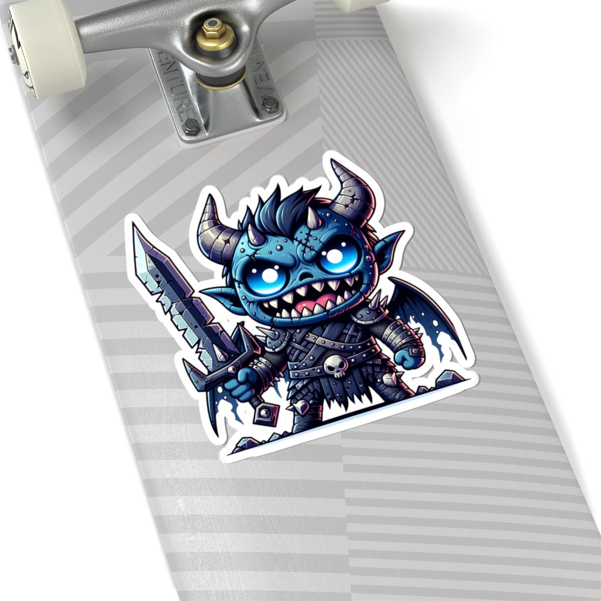 ColorFlow | Blue Armored Demon Warrior Monster Vinyl Sticker | Fantasy Art Decal | Unique Collectible | Cool Gift Idea