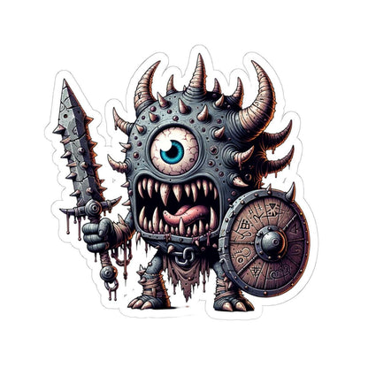 Spiked Cyclops Warrior Vinyl Sticker: Fantasy Art Decal