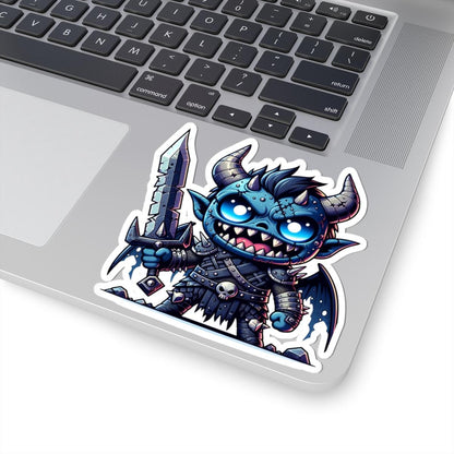 ColorFlow | Blue Armored Demon Warrior Monster Vinyl Sticker | Fantasy Art Decal | Unique Collectible | Cool Gift Idea