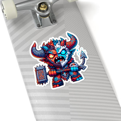 Fire and Ice Beast Vinyl Sticker: Dual Element Fantasy Art Decal