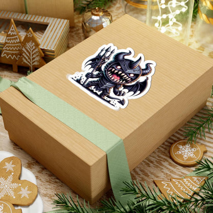 ColorFlow | Armored Demon Monster Vinyl Sticker | Trident Art Decal | Fantasy Warrior Collectible | Unique Monster Gift