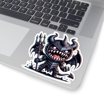 ColorFlow | Armored Demon Monster Vinyl Sticker | Trident Art Decal | Fantasy Warrior Collectible | Unique Monster Gift