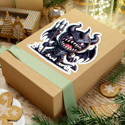 ColorFlow | Armored Demon Monster Vinyl Sticker | Trident Art Decal | Fantasy Warrior Collectible | Unique Monster Gift