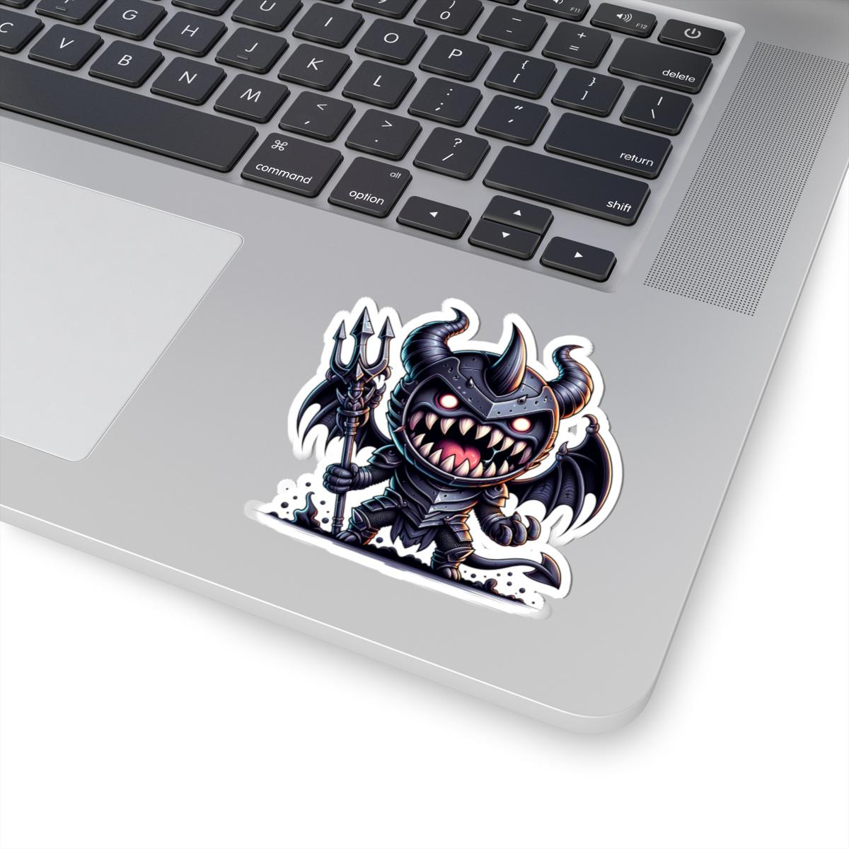 ColorFlow | Armored Demon Monster Vinyl Sticker | Trident Art Decal | Fantasy Warrior Collectible | Unique Monster Gift