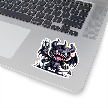 ColorFlow | Armored Demon Monster Vinyl Sticker | Trident Art Decal | Fantasy Warrior Collectible | Unique Monster Gift