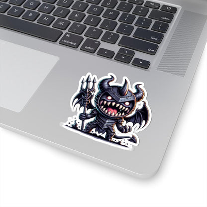 ColorFlow | Armored Demon Monster Vinyl Sticker | Trident Art Decal | Fantasy Warrior Collectible | Unique Monster Gift