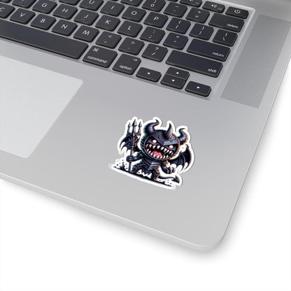 ColorFlow | Armored Demon Monster Vinyl Sticker | Trident Art Decal | Fantasy Warrior Collectible | Unique Monster Gift