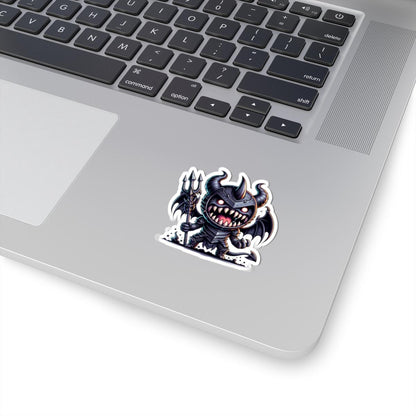 ColorFlow | Armored Demon Monster Vinyl Sticker | Trident Art Decal | Fantasy Warrior Collectible | Unique Monster Gift