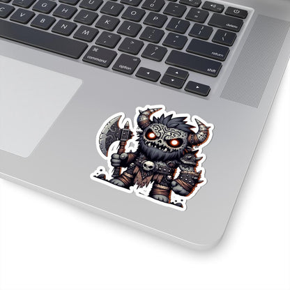 Tribal Skull Barbarian Monster Vinyl Sticker: Fantasy Art Decal