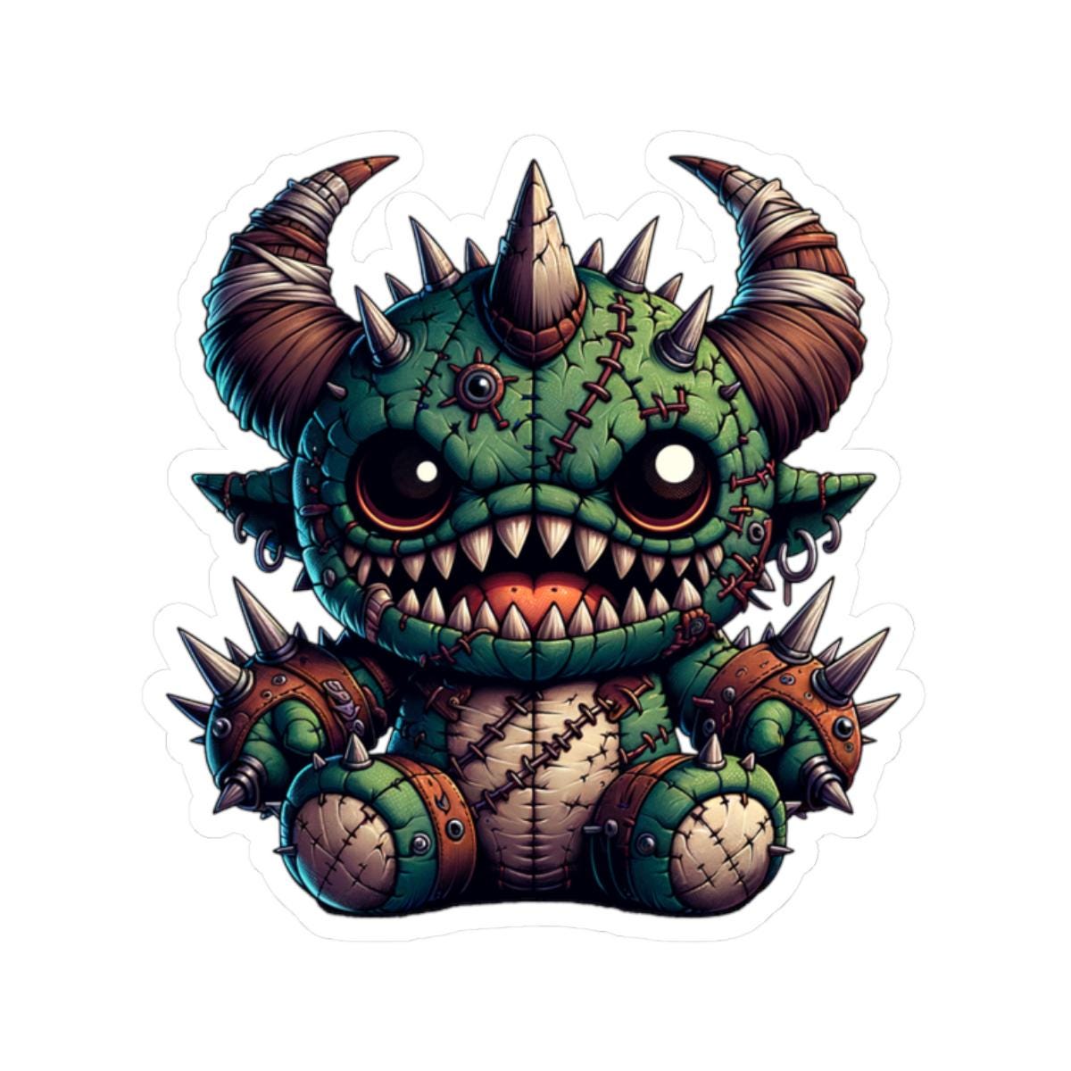 Spiked Plushie Monster Sticker | Green Vinyl Decal Collectible