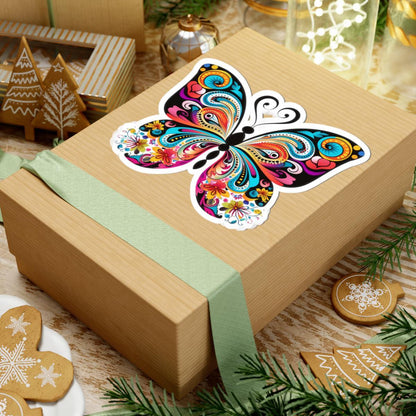 ColorFlow Boho Butterfly Bloom Sticker | Floral Psychedelic Wings Art | Trippy Waterproof Vinyl Sticker