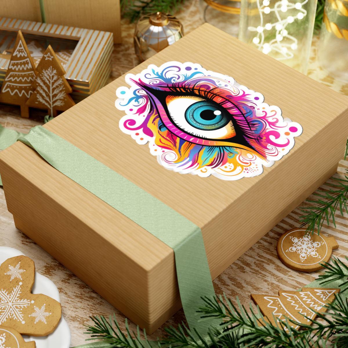 ColorFlow Psychedelic Eye Sticker | Vibrant Visionary Eyeball Decal | Trippy Spiritual Vinyl Art