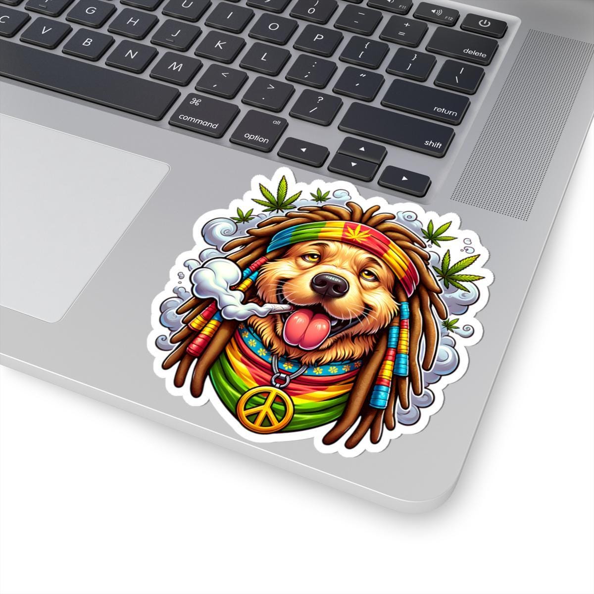 Rasta Golden Retriever Vinyl Sticker: Reggae Dog Decal