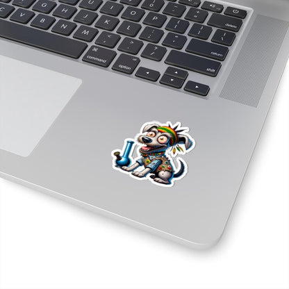 ColorFlow Rasta Terrier Bong Glossy Vinyl Sticker | Kiss Cut or Die Cut | Waterproof Weed Dog Reggae Cannabis Decal for Laptops Cars