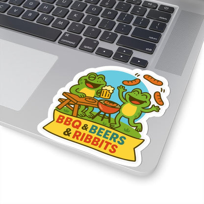 Funny Frog BBQ Sticker | Beer, Barbecue, Ribbits Waterproof Decal