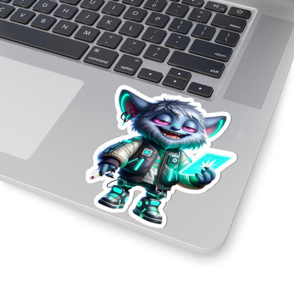 Cyberpunk Monster Sticker: Neon Tech Art for Laptop, Water Bottle