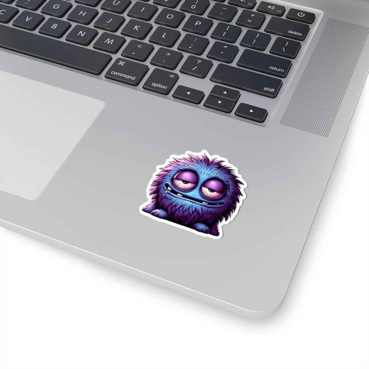 ColorFlow | Fuzzy Blue and Purple Monster Kiss Cut Sticker Cute Character Art for Laptops Water Bottles Journals and More
