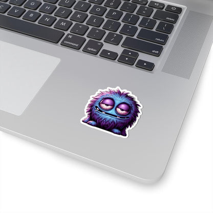 ColorFlow | Fuzzy Blue and Purple Monster Kiss Cut Sticker Cute Character Art for Laptops Water Bottles Journals and More