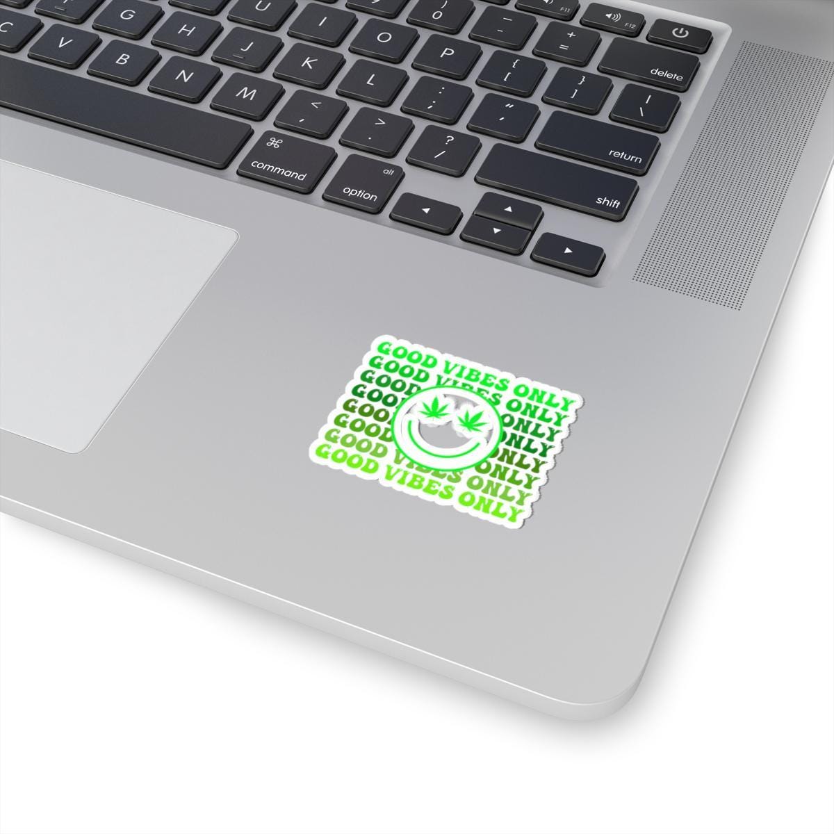ColorFlow | Good Vibes Only Weed Sticker Waterproof Vinyl Cannabis Leaf Smiley Face Stoner Decal for Laptop Tumbler Blunt Box Gift