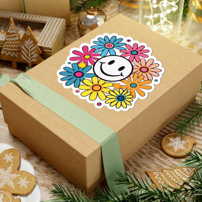 Groovy Smiley Flower Sticker: 70s Retro Daisy Vinyl Decal