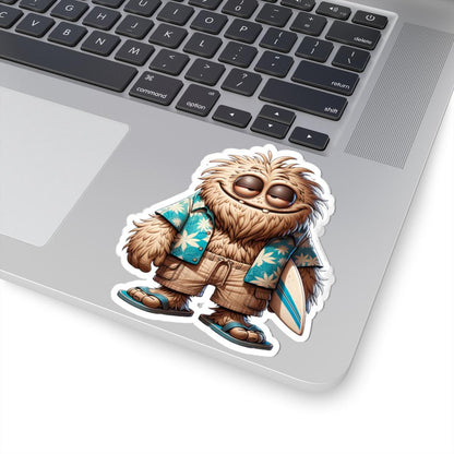 Hawaiian Surfer Monster Sticker: Beach Vibes Art - Laptop, Water Bottle