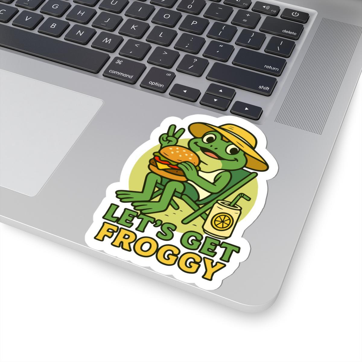 Lets Get Froggy Sticker | Funny Frog Burger BBQ Waterproof Vinyl Decal