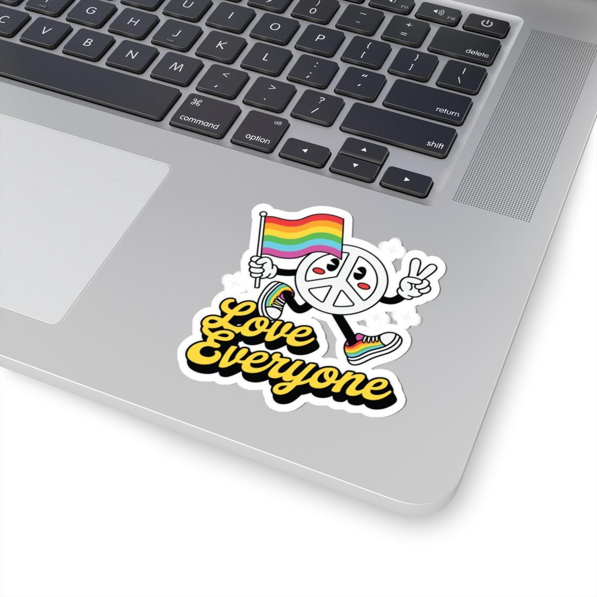 Love Everyone Pride Sticker: Rainbow Peace Sign Vinyl Decal