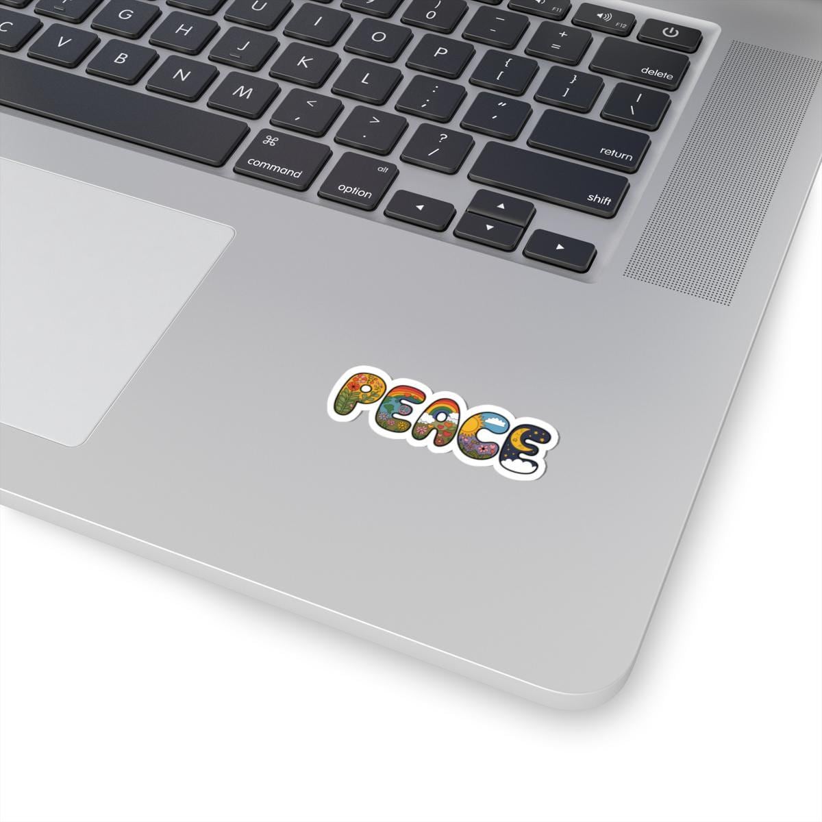 Peace Word Art Sticker: Groovy Hippie Retro Rainbow Decal