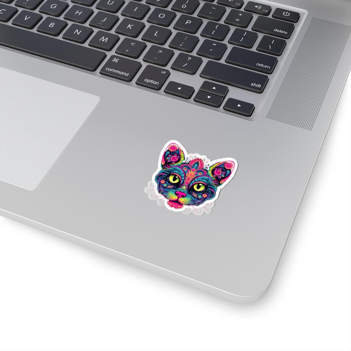 Psychedelic Cat Sticker: Floral Trippy Boho Vinyl Decal