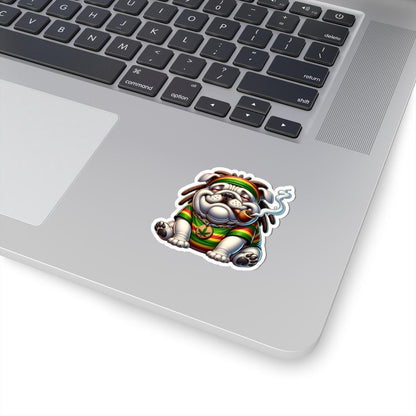 ColorFlow | Rasta Bulldog Weed Dog Glossy Vinyl Sticker | Kiss Cut or Die Cut | Waterproof Cannabis Reggae Decal for Cars Laptops