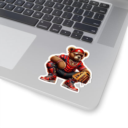 Gangsta Teddy Bear Baseball Catcher Sticker: Urban Vinyl Decal