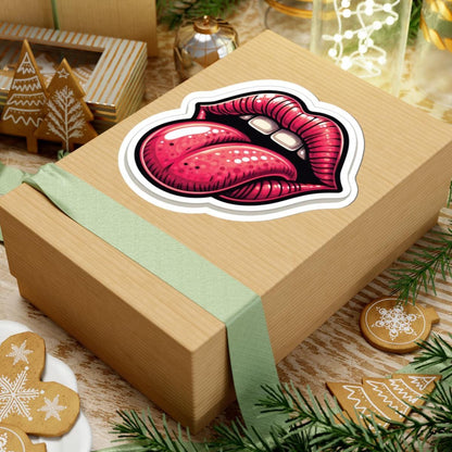 Retro Lips Tongue Out Sticker: Groovy Rock Vinyl Decal