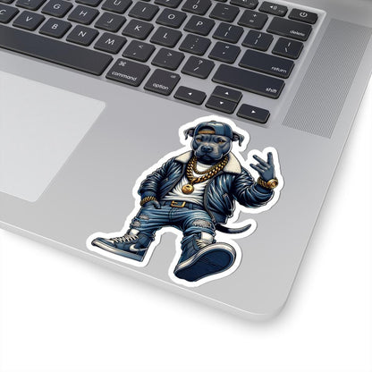 Hip-Hop Dog Sticker: Urban Streetwear Art - Waterproof Vinyl